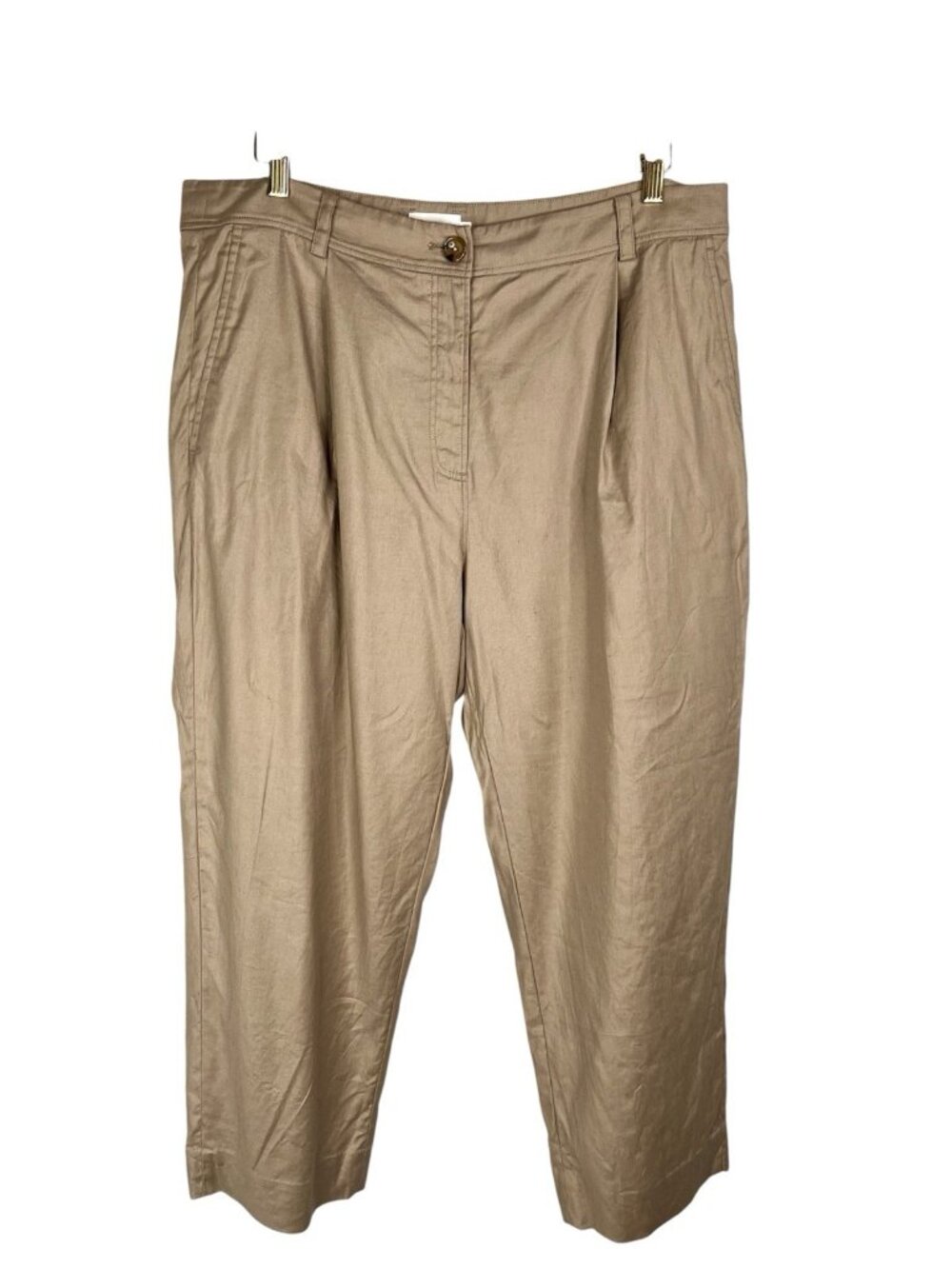 THE RESET R LABEL Women's Tan Linen Blend Slouchy Crop Pants XL